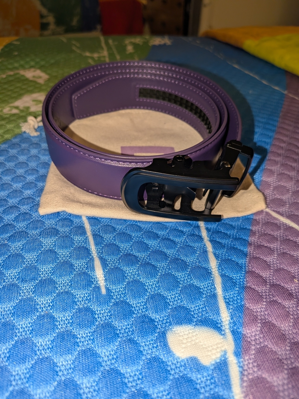 Anson Men’s Adjustable Purple Belt with Matte Black Buckle